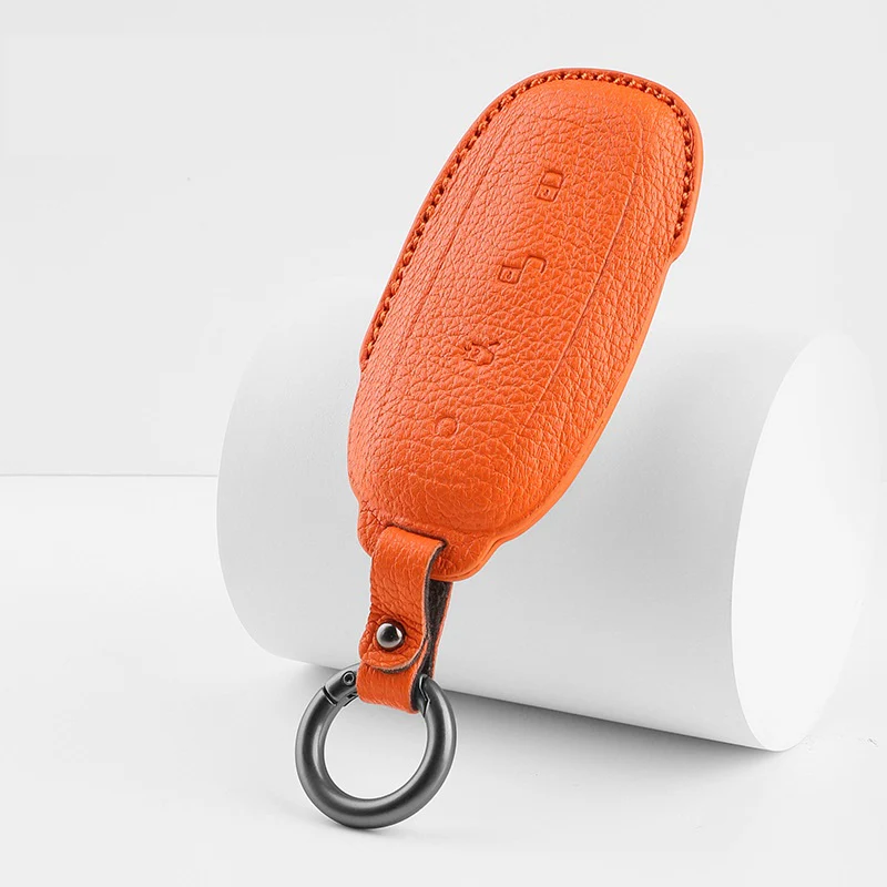 Luxury Leather Car Key Case Cover Fob Shell for DENZA - Image 3